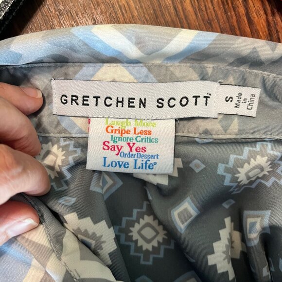 GRETCHEN SCOTT Aztec Print Top with Stretch Size Small - Picture 6 of 7